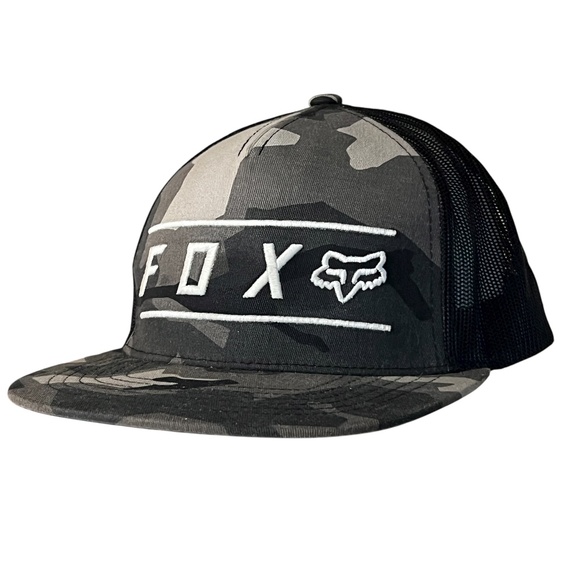 FOX Trucker Hat Pinnacle Mesh Snap Back Camo Black Gray OS - Picture 3 of 10